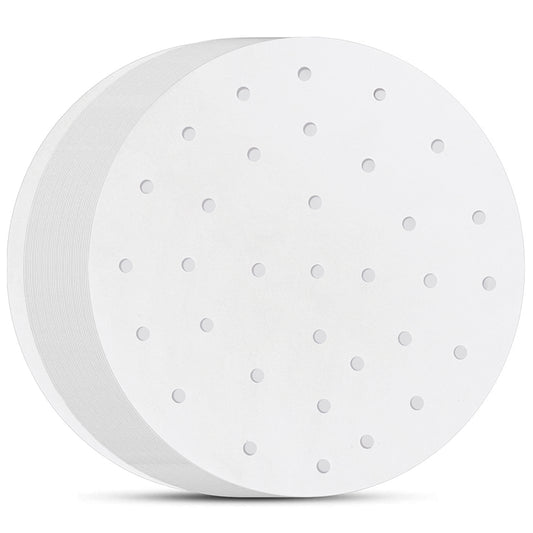 9 Inch Air Fryer Liners, Set of 100, 7/7.5/8/8.5/10inch Steaming Paper Available, Perforated Parchment Paper for Ninja Foodi Air Fryer, Steaming Basket and More