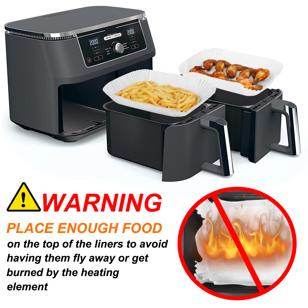 BYKITCHEN Air Fryer Liners Disposable for Ninja Dual, Air Fryer Accessories for AF300UK/ AF400UK, Liners for Air Fryer Basket, Compatible with Ninja Foodi, Salter, Tower Double Basket 7.6L/9L (50pcs)