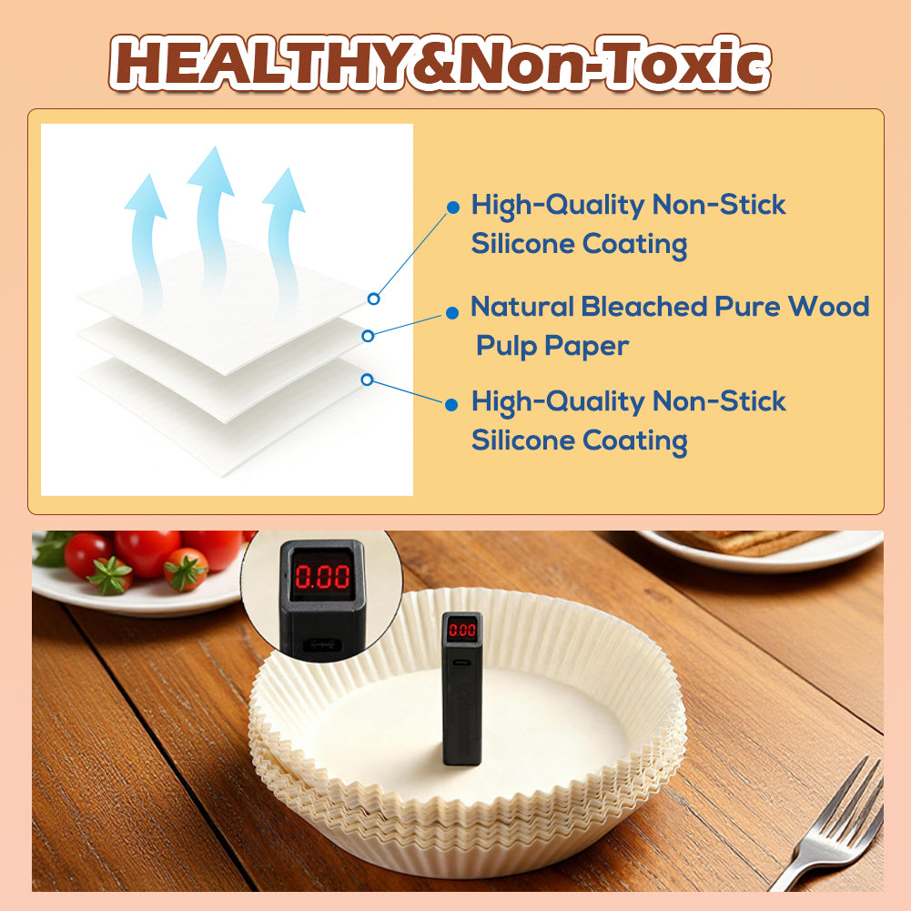BYKITCHEN 18cm Cake Tin Liners, for 6 Inch & 7 Inch Small Cake Tin & Round Baking Mould, Greaseproof Parchment Paper Liner, Disposable Non-Stick Baking Parchment Paper for Air Fryer (Inner 15cm)