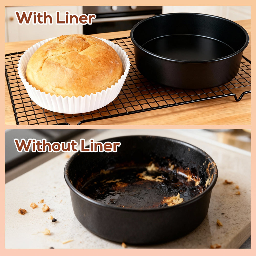 BYKITCHEN 18cm Cake Tin Liners, for 6 Inch & 7 Inch Small Cake Tin & Round Baking Mould, Greaseproof Parchment Paper Liner, Disposable Non-Stick Baking Parchment Paper for Air Fryer (Inner 15cm)
