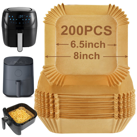 BYKITCHEN 200pcs Air Fryer Liner, Airfryer Accessories, 8 Inch Air Fryer Liners Disposable, Nonstick Parchment Paper for Air Fryer, Compatible with COSORI, Russell, Tefal, Tower (Inner 6.5Inch)
