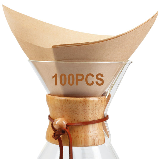 BYKITCHEN Pour Over Coffee Filter, Set of 100, Natural Unbleached Square Disposable Coffee Filter Papers for Pour Over Coffee Maker Drippers and More UNFOLDED(3-10 Cups)