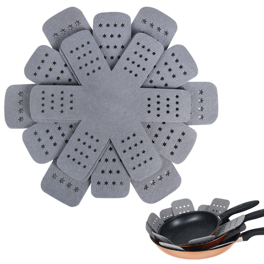 BYKITCHEN Pan and Pot Protectors, Larger & Thicker Pan Protectors with Stars, Set of 6 and 3 Different Sizes, Pot Protectors for Stacking and Protecting Your Cookware