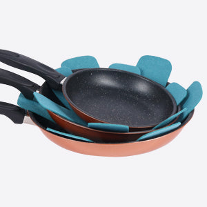 Pan Pot Protectors, Larger & Thicker Pan Protector Pads, 3 Different Sizes, 12 Pcs Pot Seperator Pads for Protecting and Stacking Your Cookware(Cyan)