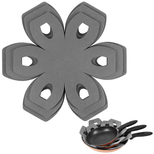 BYKITCHEN Pot and Pan Protectors, Set of 6 and 3 Different Sizes, Felt Pot Separators Protectors, Gray Pan Savers Dividers for Stacking and Protecting Your Cookware