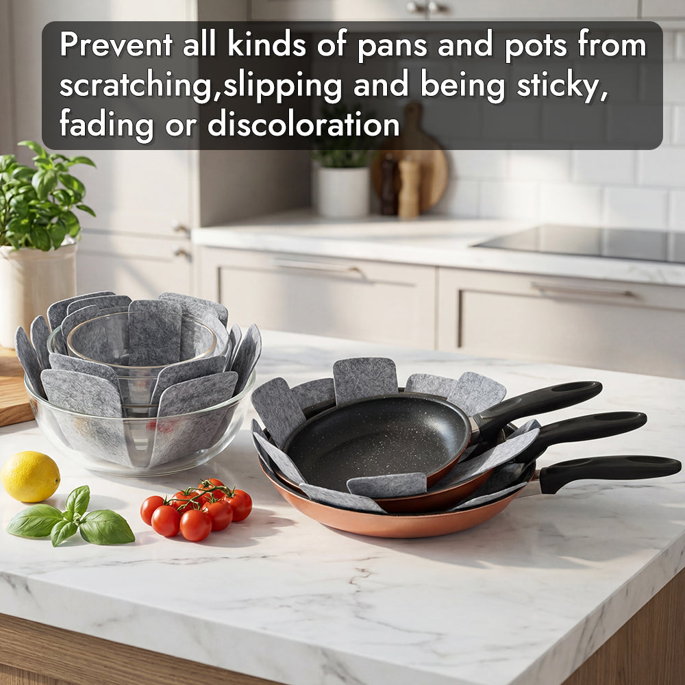 BYKITCHEN Pot and Pan Protectors, Set of 12 and 3 Different Size, Pot Dividers Pads/Stacking Pan Protectors/Pan Separators Pads for Protecting and Separating Pots and Pans
